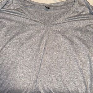 SHEIN Gray Long Sleeve V-Neck Tee